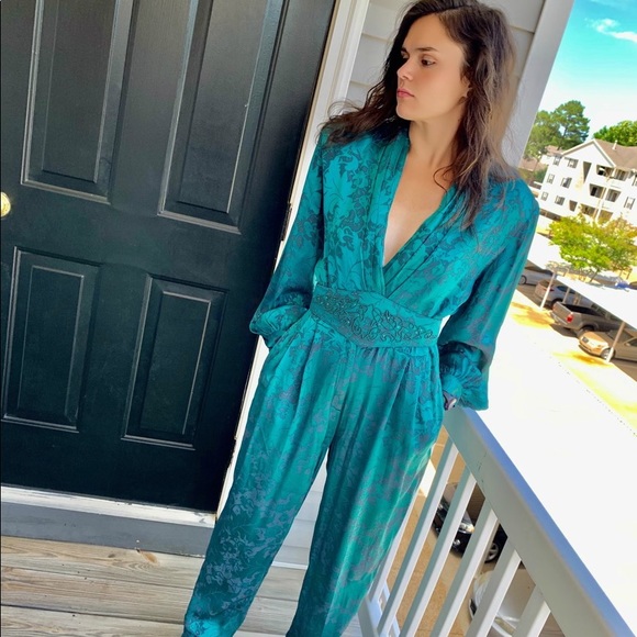 Vintage 80s floral boho romper jumper jumpsuit - Picture 7 of 10